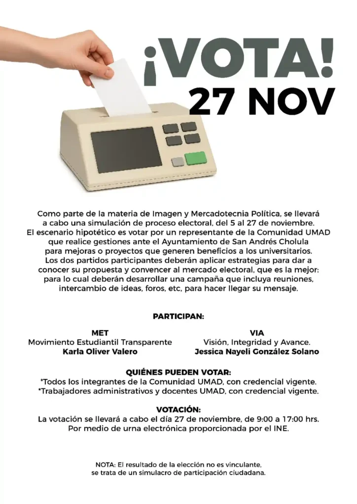Invitación de las votaciones en la UMAD